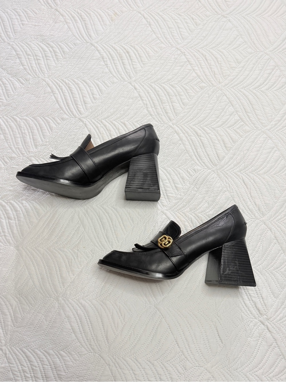 Sam Edelman Quinly Women’s Black Leather Kiltie Loafers with Block Heel. Size 10 - Picture 3 of 9